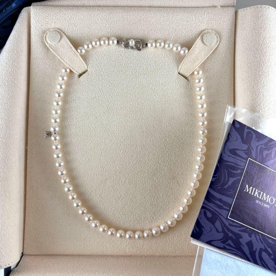 313☆ミキモト Mチャーム シルバー パール 約6.5-6.9mm ネックレス
