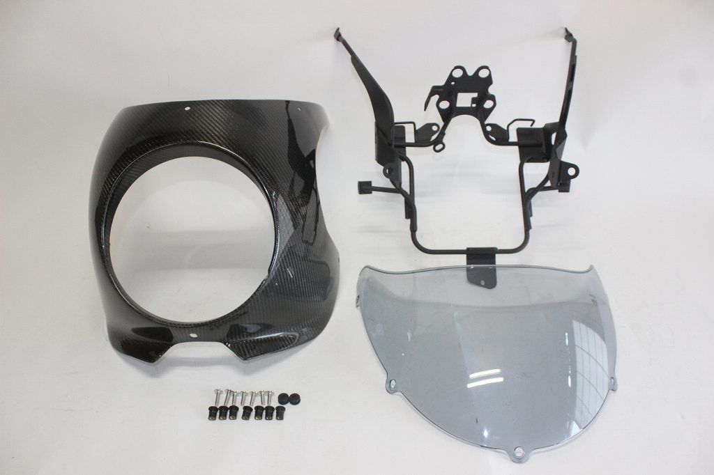 訳あり品 Z900RS z900rs カウル ビキニカウル ＆ スクリーン ＆ ステー セット C カーボン ＆グレーライトスモーク