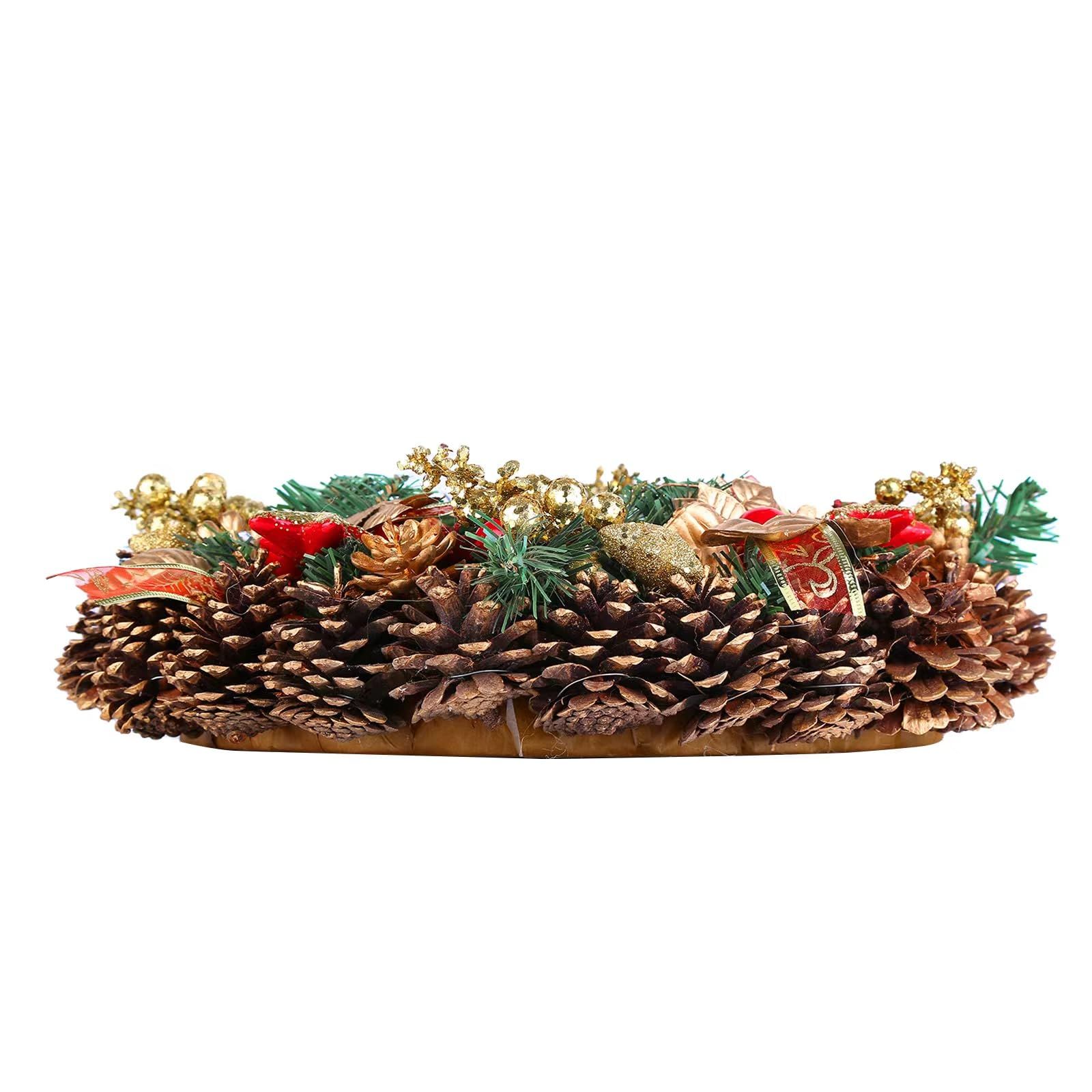 クリスマス 松果綿花輪リース モール装飾品 藤輪壁ペンダント