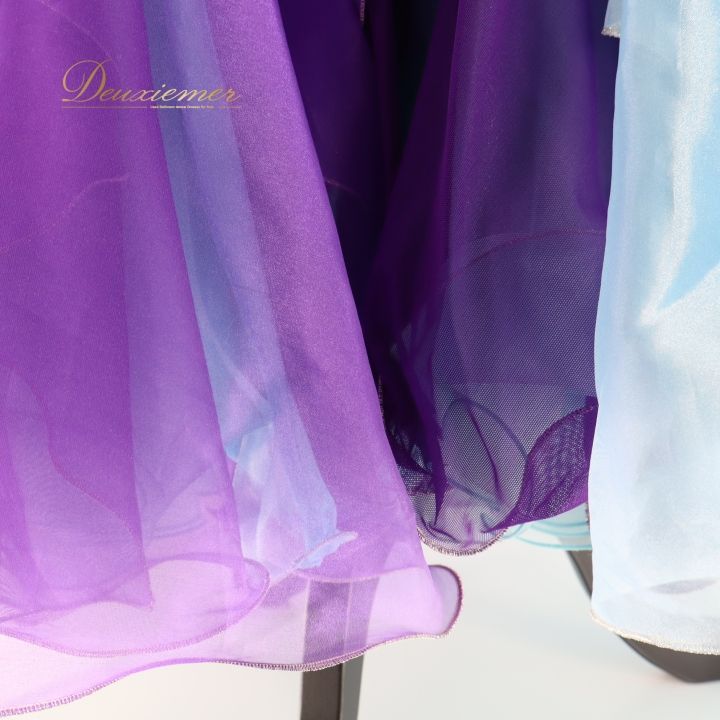 社交ダンス 衣装 スタンダードドレス スタンダード ドレス ワンピース SEKINE セキネ フロート レース 紫 水色 レース デモ 競技 ダンス パーティ パープル系 ブルー系 日本製 フラワーレース 上品 おしゃれ スカート レディース パフォーマンス