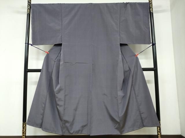 平和屋着物○男性 紬 江戸小紋 アンサンブル 万筋 紅消鼠色×紫水晶色