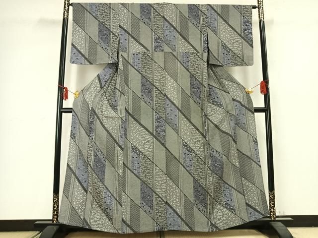 平和屋着物▽上質な小紋 単衣 切嵌文 正絹 ♥ AABC3829fy