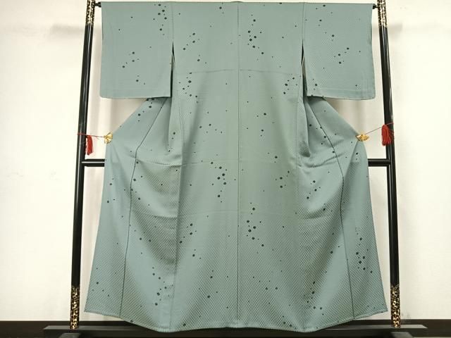 平和屋着物▽東京友禅 菅有鬼一 小紋 単衣 舞花文 正絹 ♥ AABC3885fy