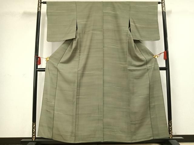 平和屋着物▽上質な小紋 単衣 横縞 正絹 ♥ AABC3890fy