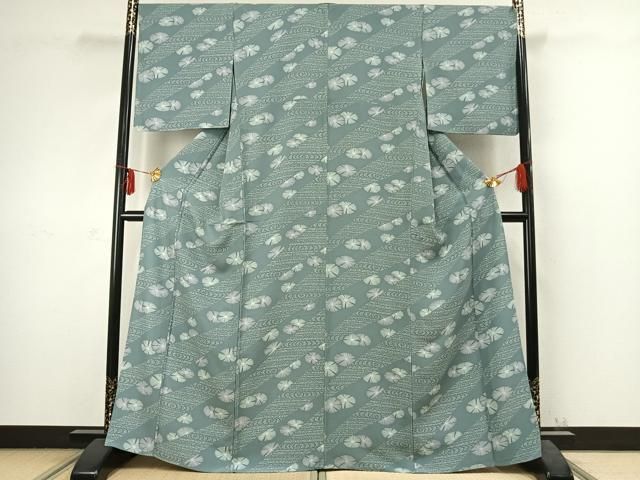 平和屋着物▽上質な小紋 単衣 舞花文 正絹 AABC3954fy