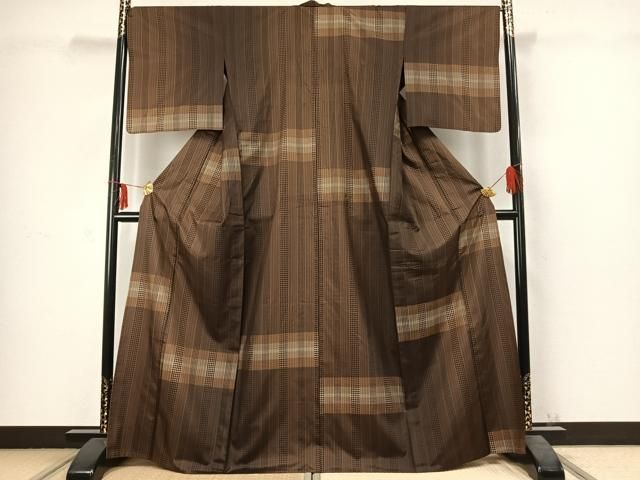 平和屋着物▽訪問着　本場大島紬　単衣　幾何学文様　正絹　逸品　AABC3955fy 平和屋着物▽訪問着 本場大島紬 単衣 幾何学文様 正絹 逸品 AABC3955fy