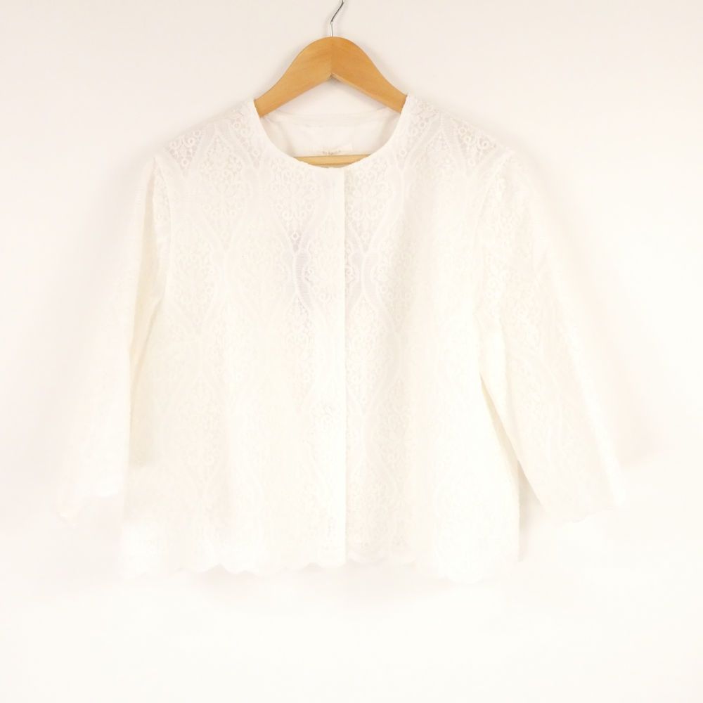 AMACA アマカ コットンラミーレースボレロブラウス 38 綿他 七分袖 レディース AO3376A47