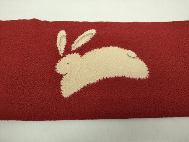 平和屋着物●九寸名古屋帯　跳兎　鬼しぼ縮緬　正絹　逸品　未使用　DAAZ0152ps 平和屋着物○九寸名古屋帯 跳兎 鬼しぼ縮緬 正絹 逸品 未