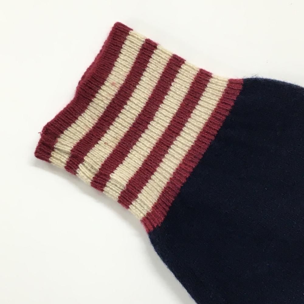 マスターバニー セーター ネイビー×ボルドー ニット カシミヤ 羊毛混 Vネック メンズ 5 L ゴルフウェア MASTER BUNNY EDITION LLC-HASEGAWATOSO_COM