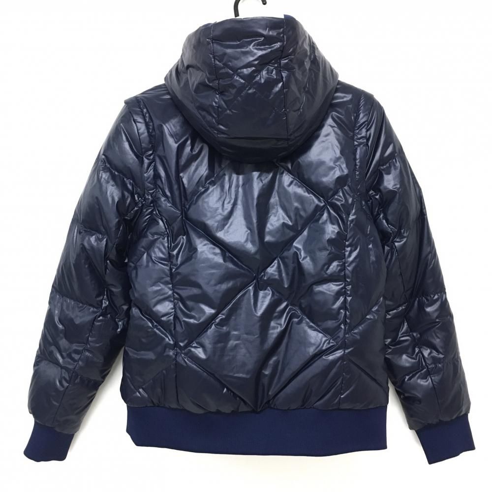 キャロウェイ リバーシブルダウンジャケット ネイビー×白 キルティング 4WAY 裏ストライプ レディース L ゴルフウェア Callaway