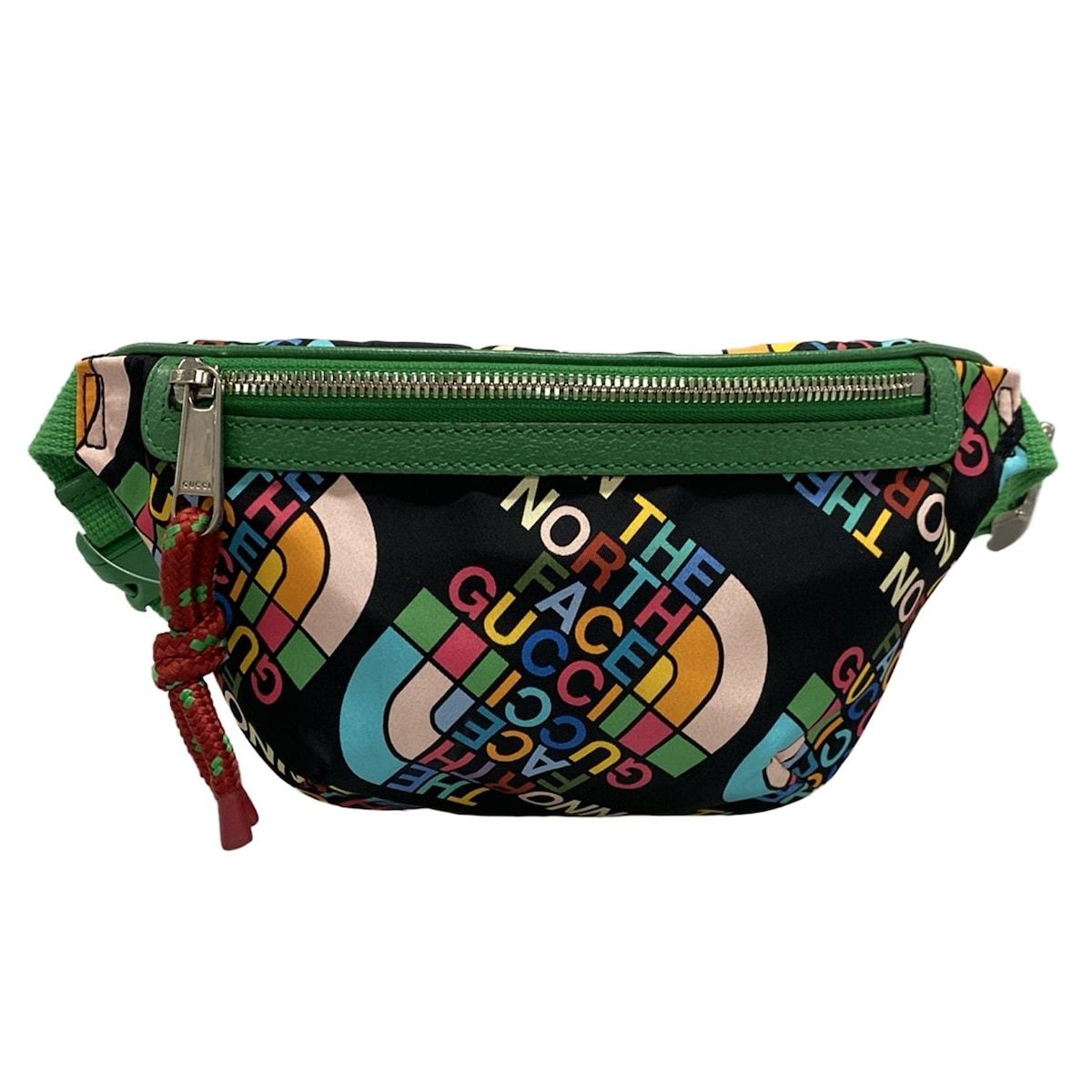 GUCCI グッチ ウエストポーチ ウエストバッグ 650299 グリーン×黒×マルチ THE NORTH FACE コラボ レザー