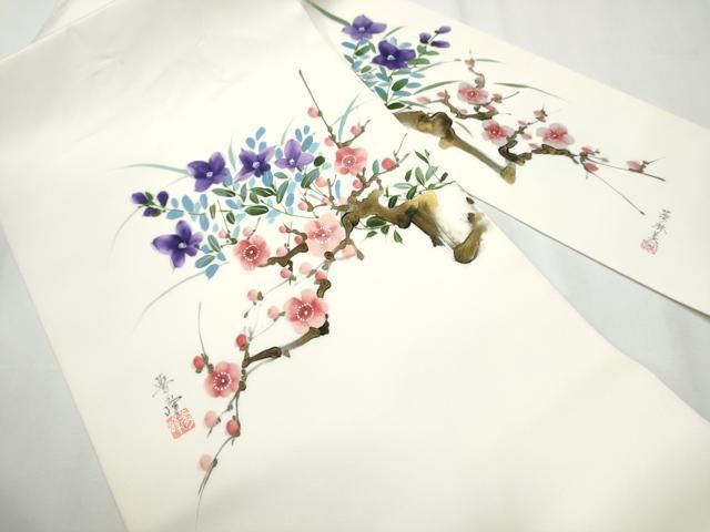 平和屋着物○塩瀬 九寸名古屋帯 舞桜文 金糸 正絹 逸品 CAAZ4338hy