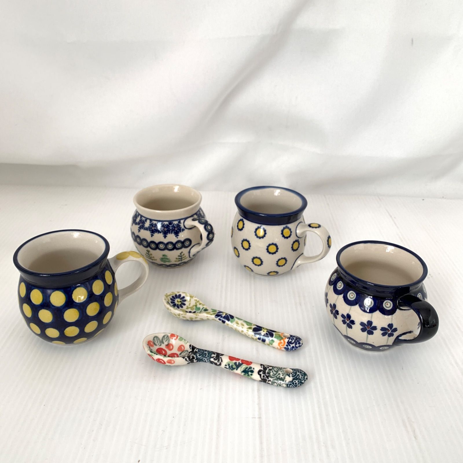 ポーリッシュポタリー マグカップ4個 スプーン2個セット M71106-15