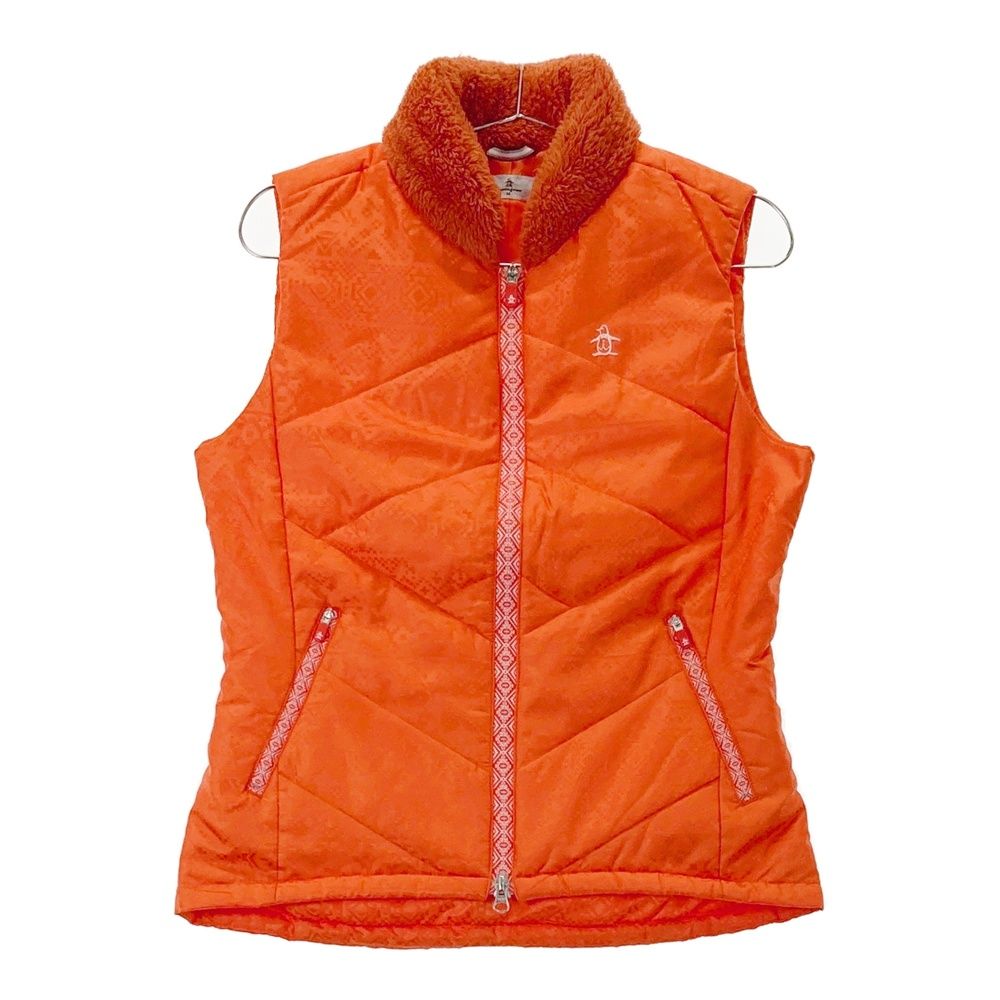 サイズ M MUNSING WEAR マンシングウェア JWLK654 中綿 ジップベスト 総柄 オレンジ系 240101552412 ゴルフウェア レディース ストスト