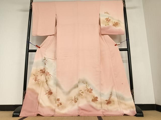 平和屋着物○皇室献上作家 北出与三郎 訪問着 寿光 草花文 地紋起こし