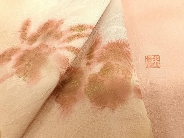 平和屋着物○皇室献上作家 北出与三郎 訪問着 寿光 草花文 地紋起こし