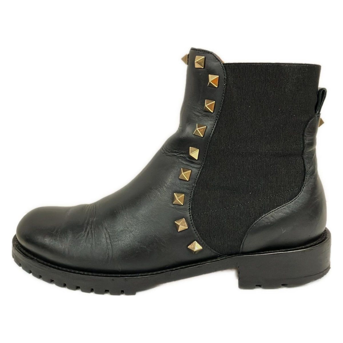 VALENTINOGARAVANI バレンチノガラバーニ ショートブーツ 35 1|2 レディース - 黒 サイドゴア|ロックスタッズ レザー