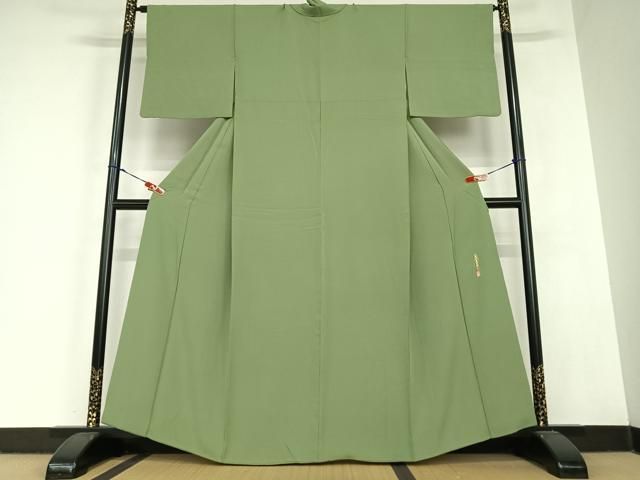 平和屋着物●本草木染作家 瑞寶 舞衣 色無地 青丹色 正絹 AABC5047zg