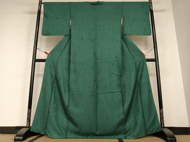 平和屋着物●上質な色無地 舞花地紋 鉄色 正絹 AABC5049zg