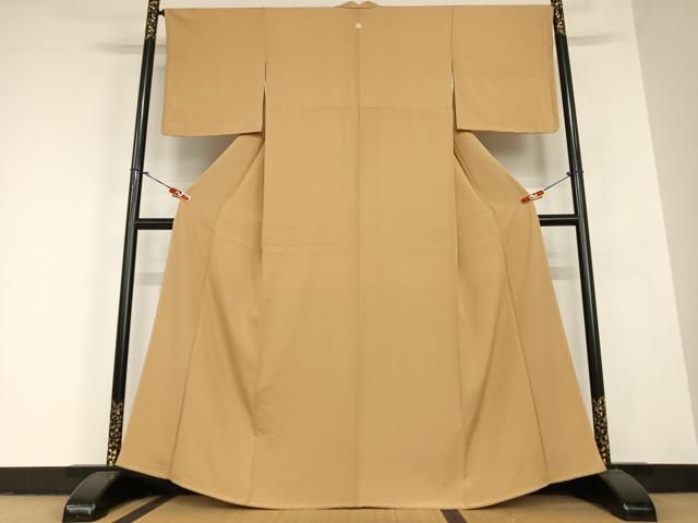 平和屋着物●上質な色無地 焦香色 正絹 AABC5051zg