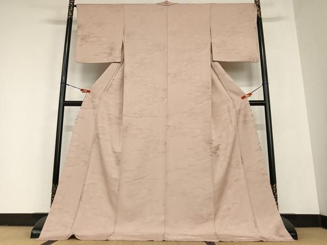 平和屋着物●上質な色無地 雲重ね地紋 鴇浅葱色 ロング丈 正絹 AABC5052zg