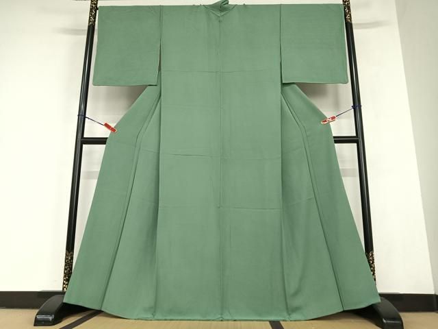 平和屋着物●上質な色無地 青鈍色 正絹 AABC5057zg