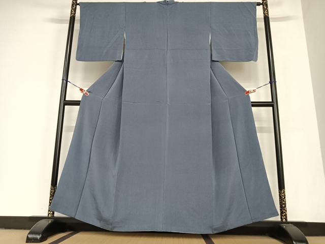 平和屋着物●上質な色無地 黒紅色 鬼しぼ縮緬 正絹 AABC5061zg