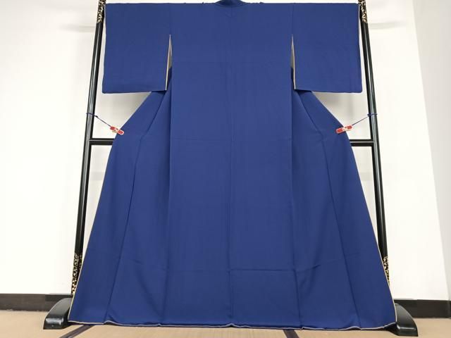 平和屋着物●上質な色無地 鉄紺色 やまと誂製 正絹 AABC5062zg