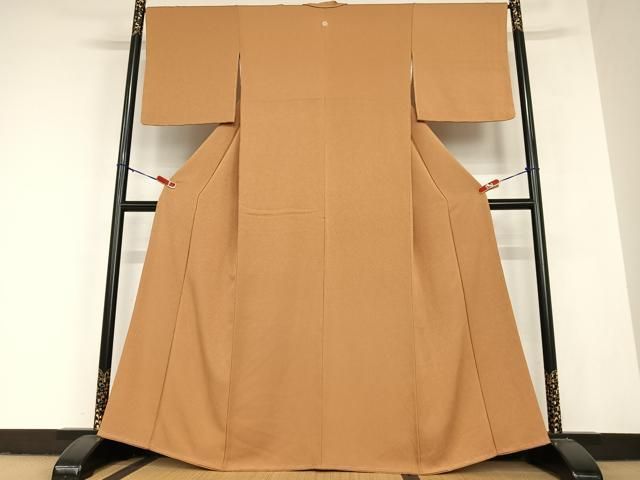平和屋着物●上質な色無地 胡桃色 正絹 ♥ AABC5066zg