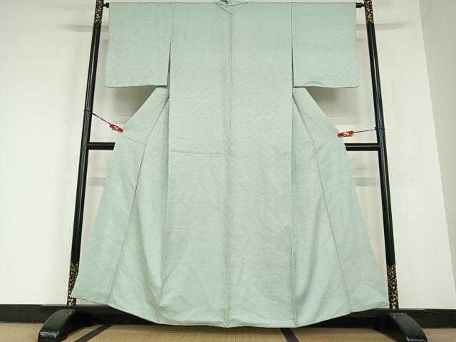 平和屋着物●上質な色無地 草花地紋 柳鼠色 正絹 AABC5068zg