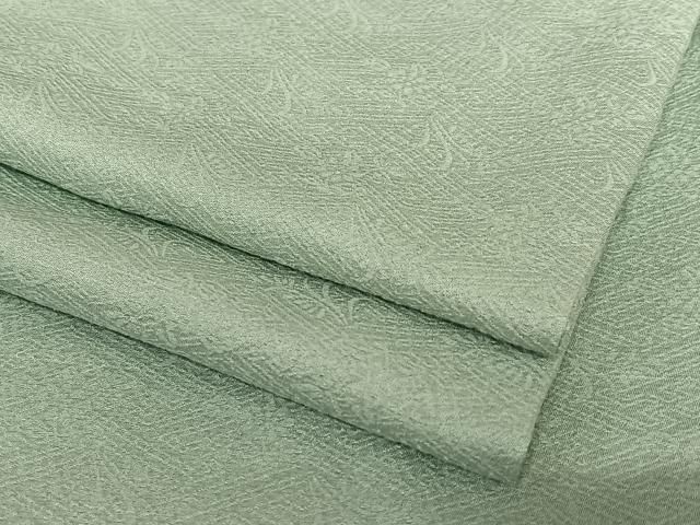 平和屋着物●上質な色無地 草花地紋 柳鼠色 正絹 AABC5068zg