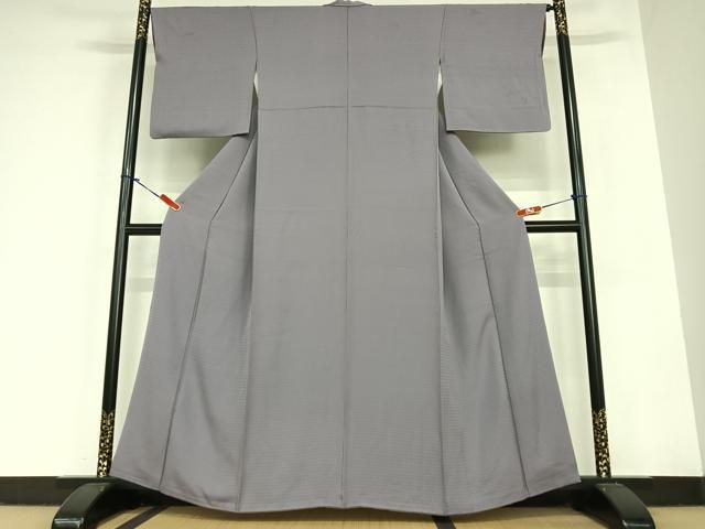 平和屋着物●上質な色無地 格子地紋 滅紫色 正絹 AABC5069zg