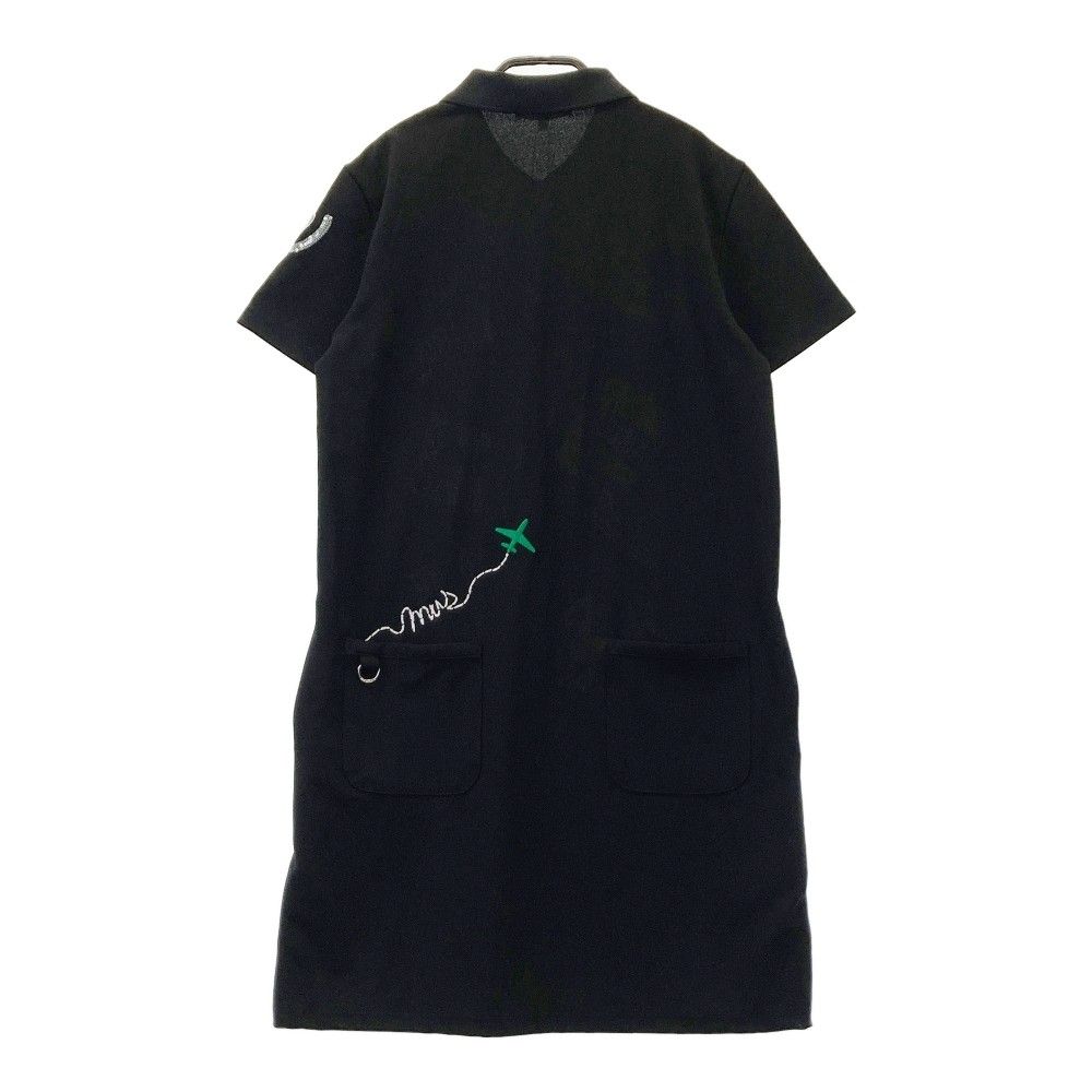 サイズ 42 M.U SPORTS エムユースポーツ ハーフジップ 半袖ポロワンピース ブラック系 ゴルフウェア レディース ストスト