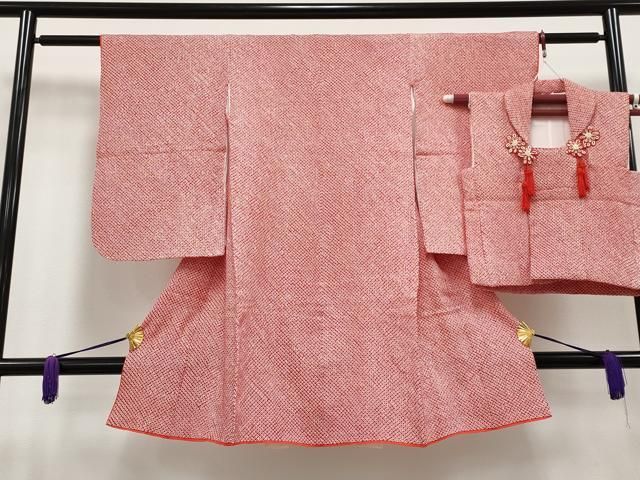 平和屋着物 上 七五三 女の子 3歳 祝着 被布セット 総絞り 朱 緋色 CYAA3585s5