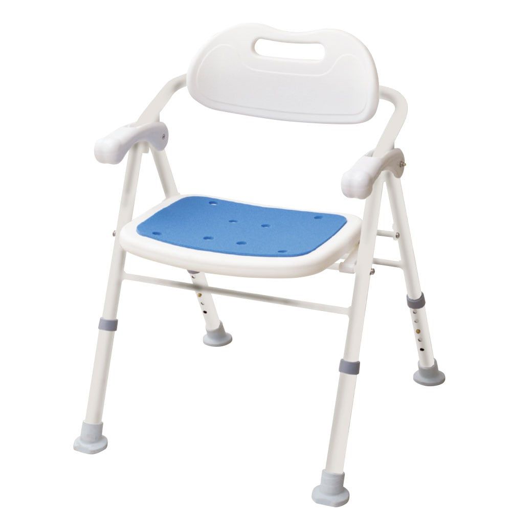 肘付き背付き折りたたみシャワーチェア