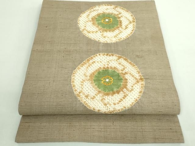 平和屋着物 上 九寸開き名古屋帯 紬地 刺繍 絞り 舞花文 DZAB0742kh5