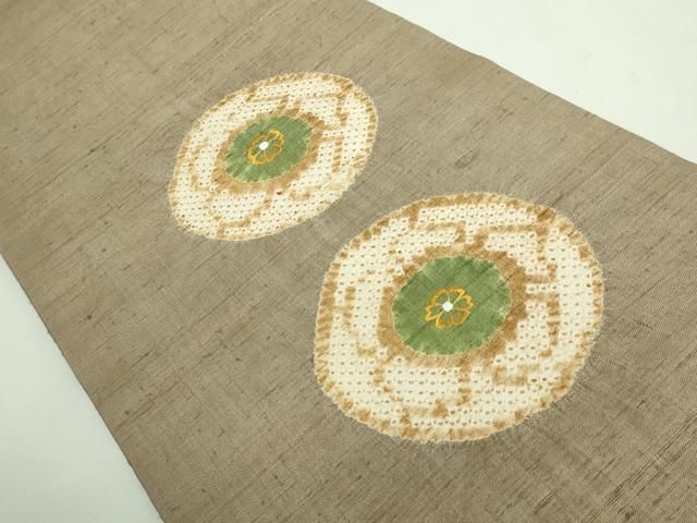 平和屋着物 上 九寸開き名古屋帯 紬地 刺繍 絞り 舞花文 DZAB0742kh5