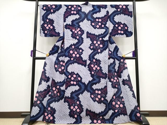 平和屋着物 上 夏物 浴衣 有松鳴海絞り 扇面花文 綿 CYAA3676s5