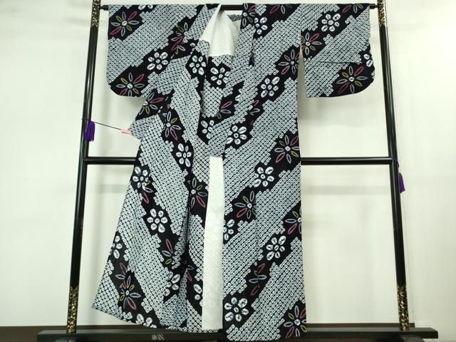 平和屋着物 上 夏物 浴衣 有松鳴海絞り 花斜線文 綿 DZAB0771kh5