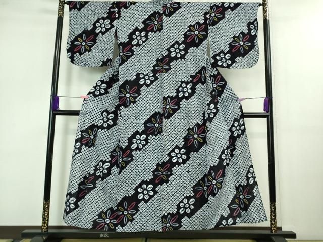 平和屋着物 上 夏物 浴衣 有松鳴海絞り 花斜線文 綿 kh 5