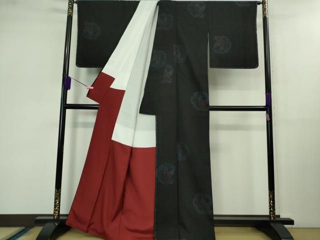 平和屋着物□極上 本場結城紬 重要無形文化財 奥順謹製 80亀甲 飛び