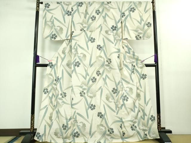 平和屋着物 上 夏物 小紋 浴衣兼用 セオアルファ 飛兎 雪輪 舞葉花文 洗える着物 DZAB0829kh5