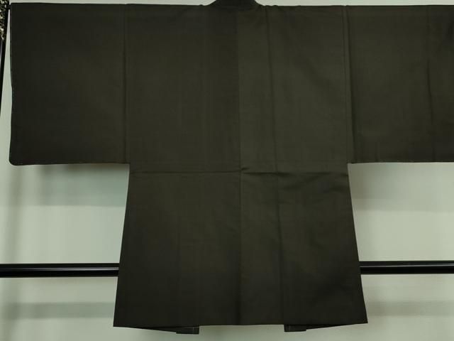 平和屋着物 上 男性 長羽織 紬地 色無地 黒紅色 羽裏 達磨 ♥ kh 5