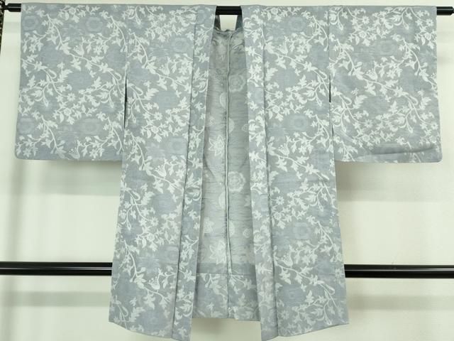 平和屋着物 上 長羽織 スリーシーズン 春夏秋 塵除け 紗 花唐草文 淡藤色地 DZAB0836kh5