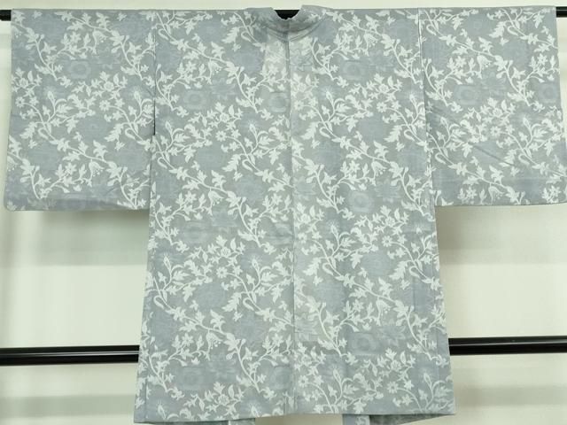 平和屋着物 上 長羽織 スリーシーズン 春夏秋 塵除け 紗 花唐草文 淡藤色地 DZAB0836kh5