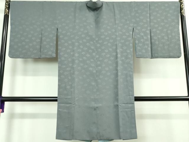 平和屋着物 上 中村玉緒 道中着 リバーシブル 舞葉地紋×鉄御納戸色 唐草地紋×勿忘草色 DZAB0841kh5