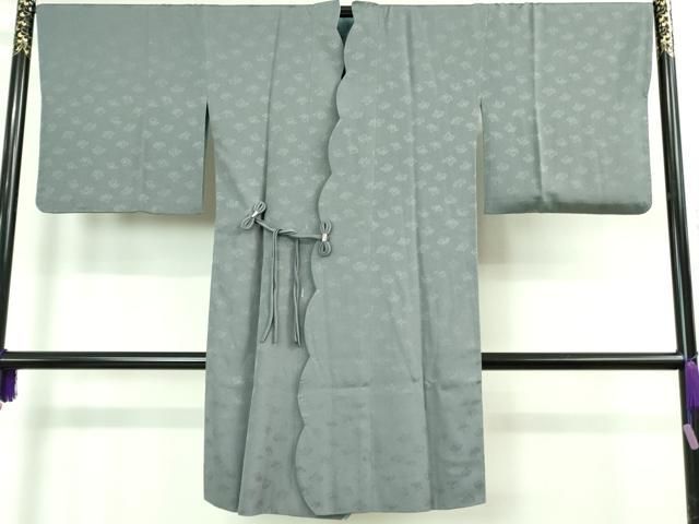 平和屋着物 上 中村玉緒 道中着 リバーシブル 舞葉地紋×鉄御納戸色 唐草地紋×勿忘草色 DZAB0841kh5