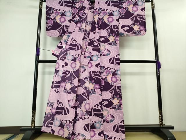 平和屋着物 上 夏物 撫松庵 綿絽 浴衣 流水花文 綿 DZAB1167kh5