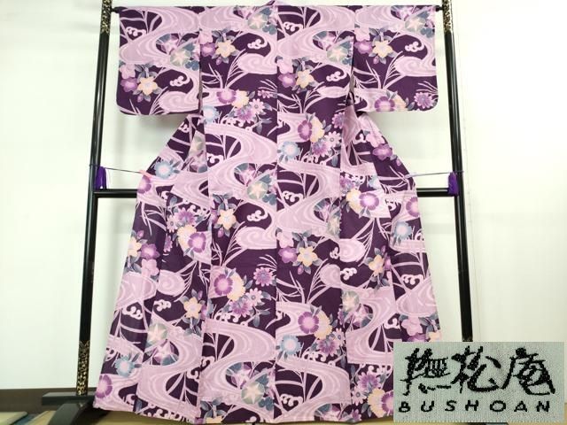 平和屋着物 上 夏物 撫松庵 綿絽 浴衣 流水花文 綿 DZAB1167kh5