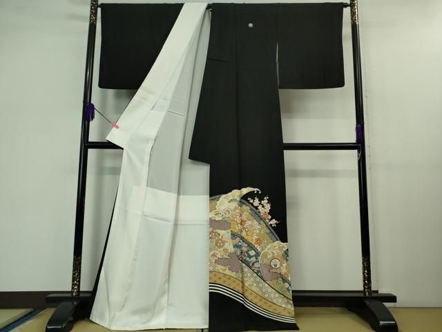 平和屋着物 上 創業460年 千總 黒留袖 駒刺繍 宝尽くし 立波文 金彩 三越扱い DZAB1176kh5